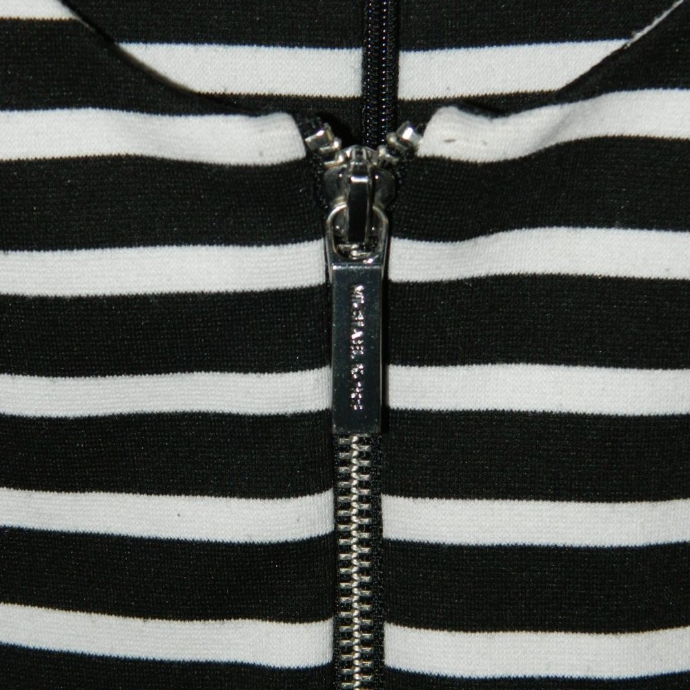 Michael Kors Zip Front Striped Dress Flare Sz 4 (X-40) - Picture 2 of 4